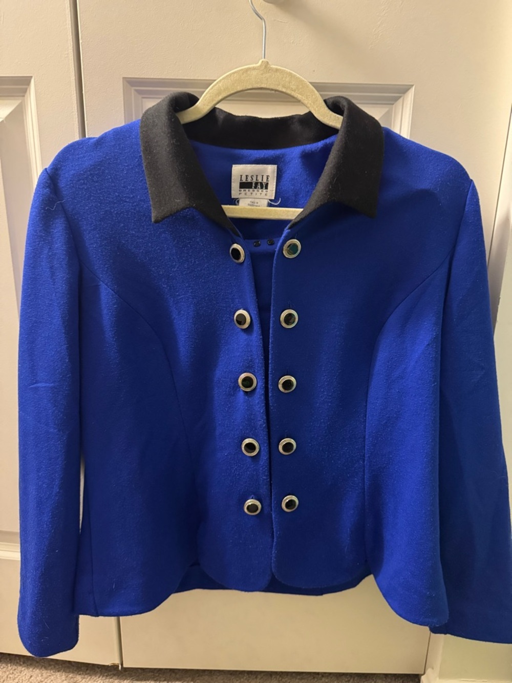 Leslie Fay Cobalt Blue Jacket with Black Collar